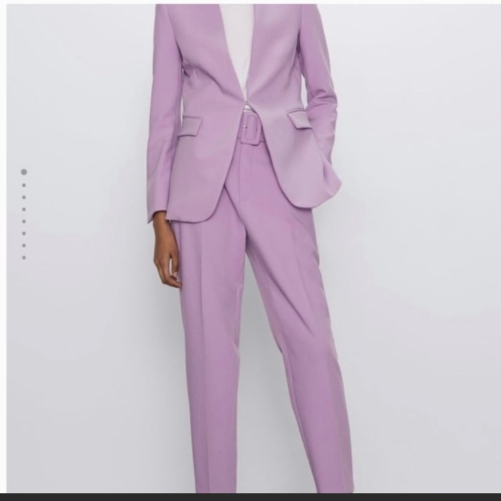 Lilac Belted Tailored Trousers